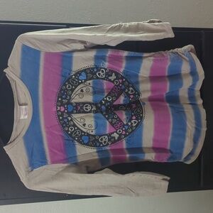 Girls Blue/Purple Peace Long Sleeve Top